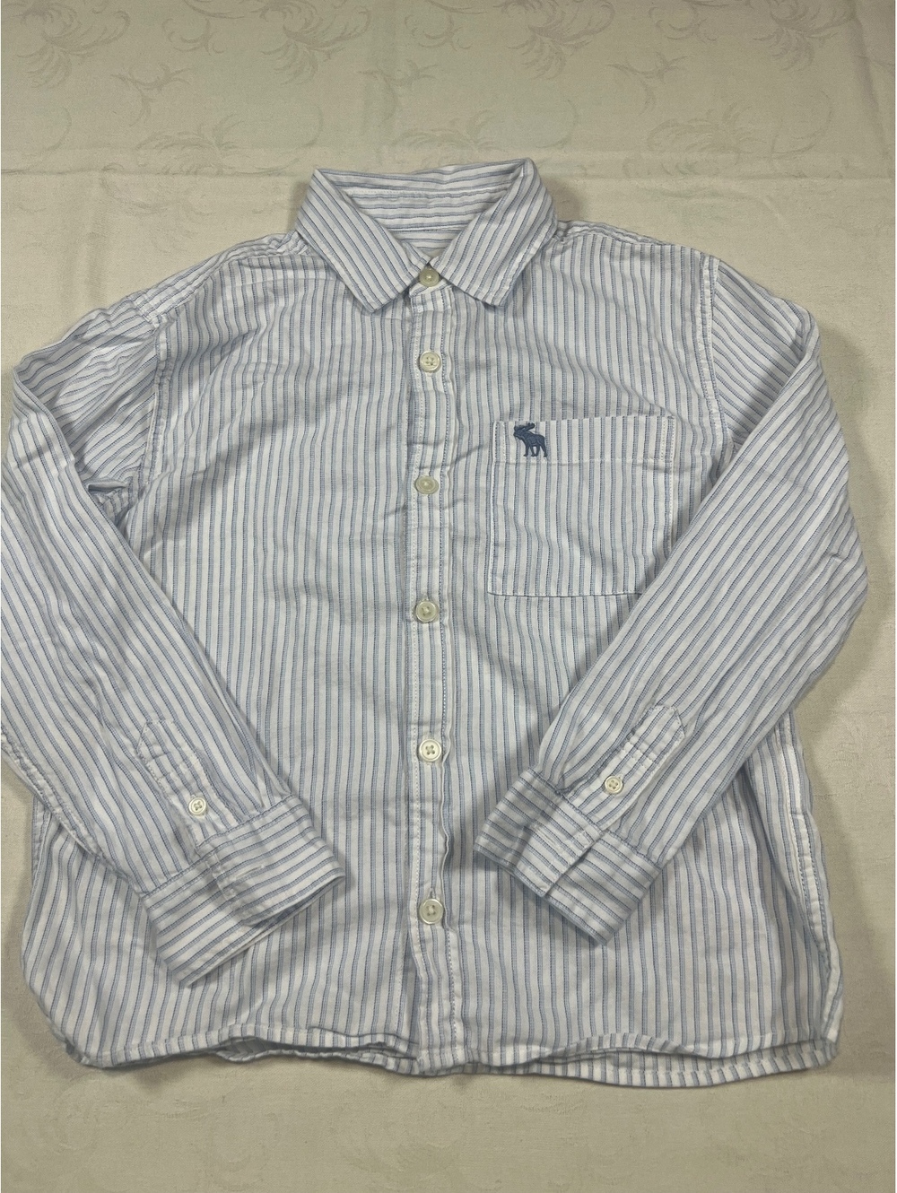 Abercrombie Kids Button Down Dress Casual Shirt Blue White Boys Size 7/8